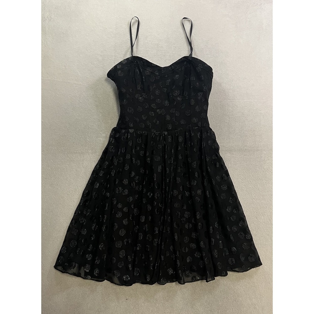 GUESS Dress Polka Dot Flare Women's Size 12 Black Goth